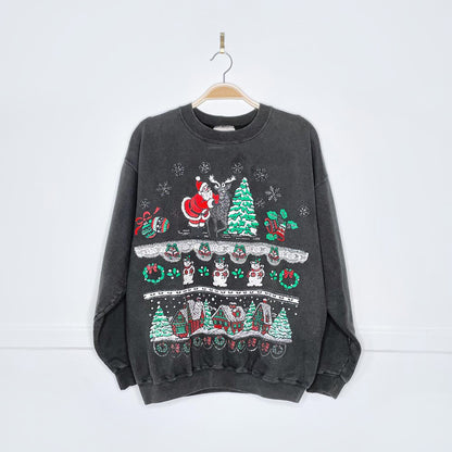 vintage 90s santa glitter scene graphic crew