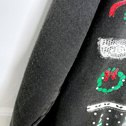 vintage 90s santa glitter scene graphic crew