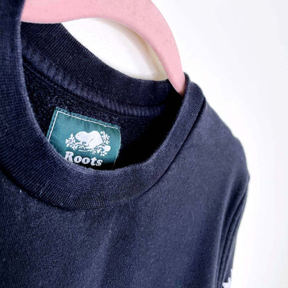 roots flocked boyfriend fleece crew - size small