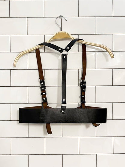 black leather body harness - good market thrift store