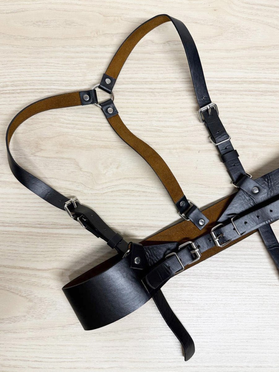 black leather body harness - good market thrift store