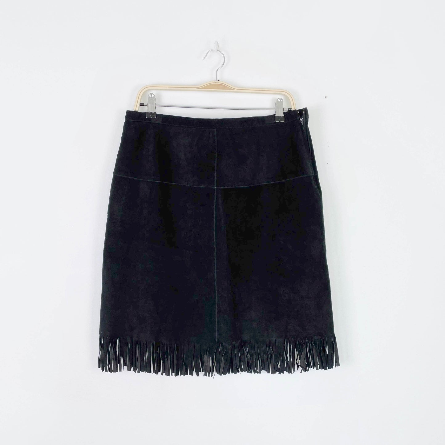 vintage 00s ricki's suede fringe mini skirt
