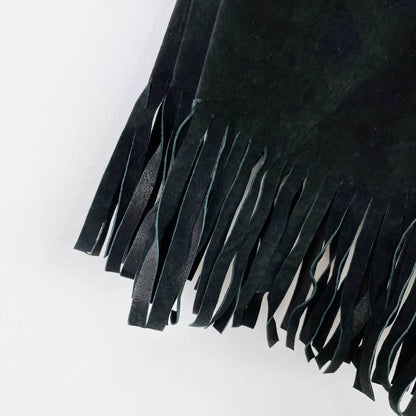 vintage 00s ricki's suede fringe mini skirt