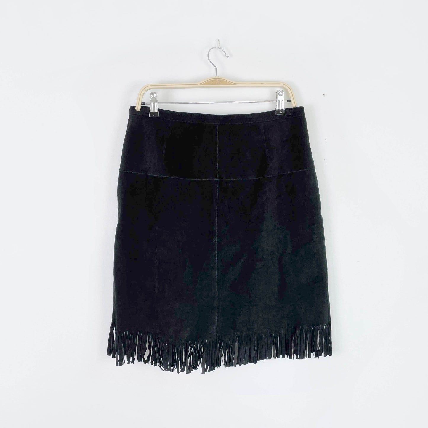 vintage 00s ricki's suede fringe mini skirt