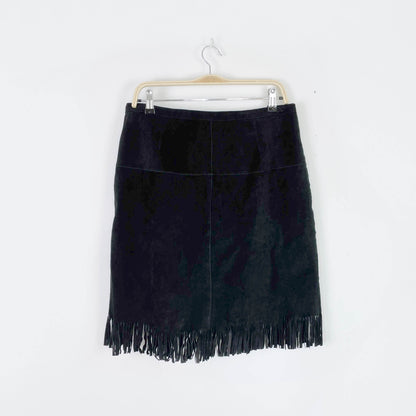 vintage 00s ricki's suede fringe mini skirt