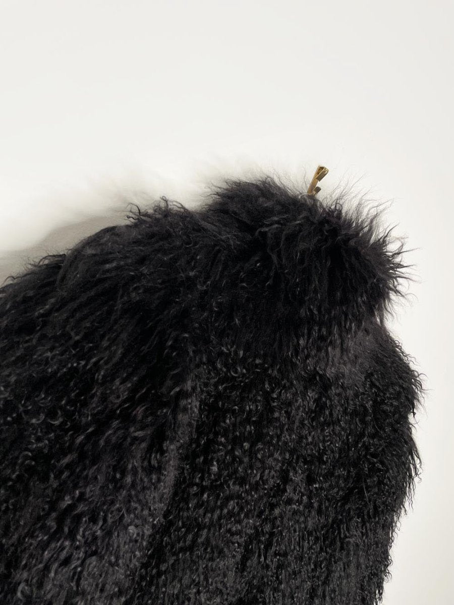 black mongolian sheepskin short fur coat - good market thrift store