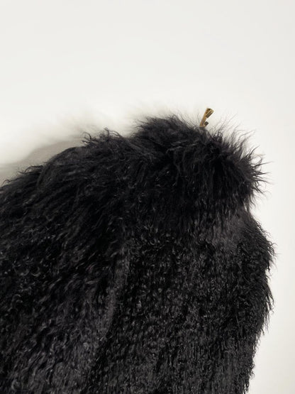 black mongolian sheepskin short fur coat - good market thrift store