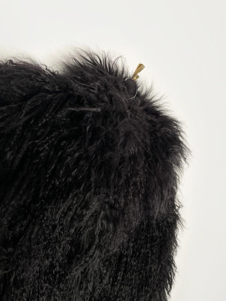 black mongolian sheepskin short fur coat - good market thrift store