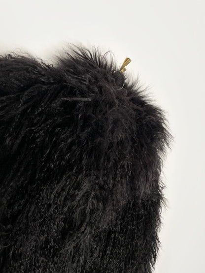 black mongolian sheepskin short fur coat - good market thrift store