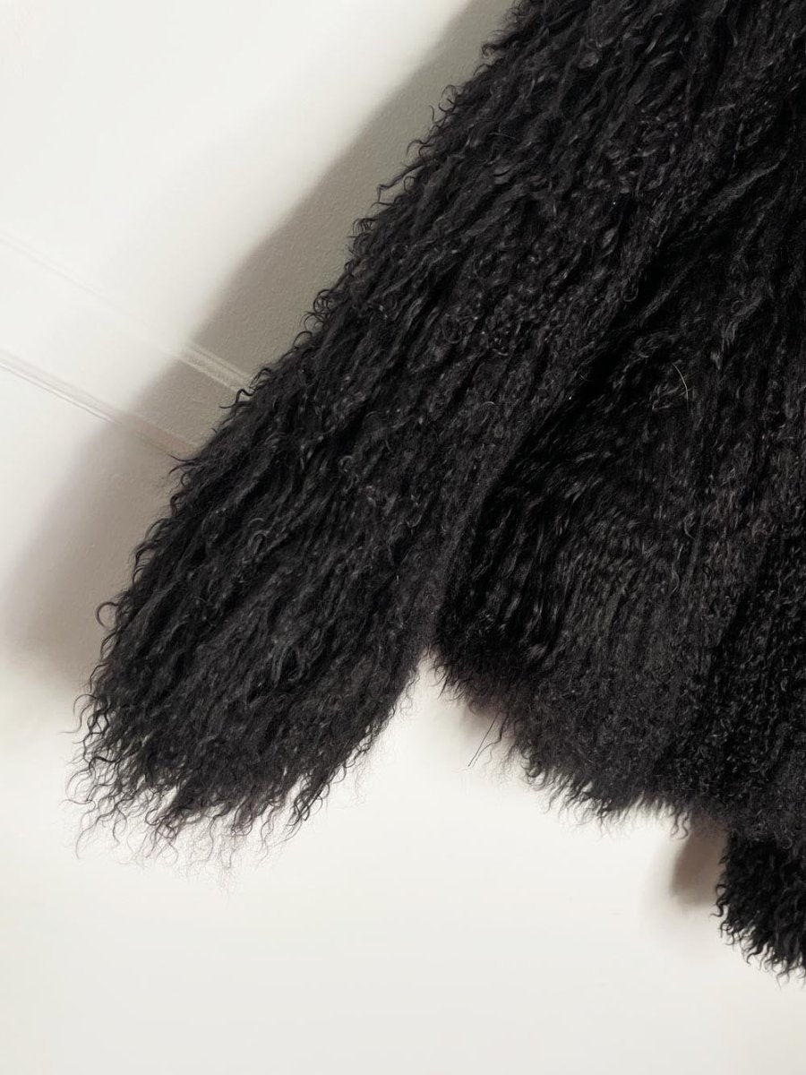 black mongolian sheepskin short fur coat - good market thrift store