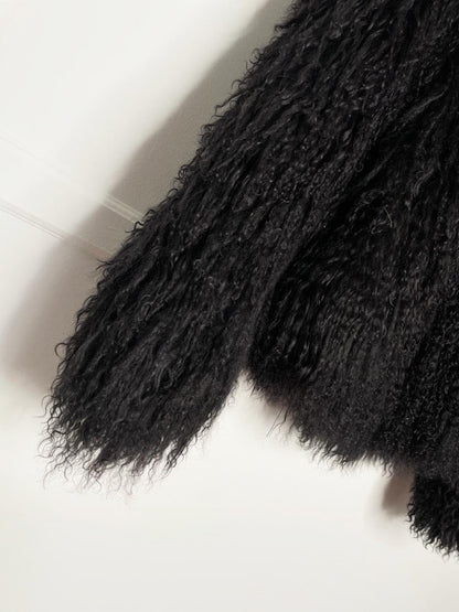 black mongolian sheepskin short fur coat - good market thrift store