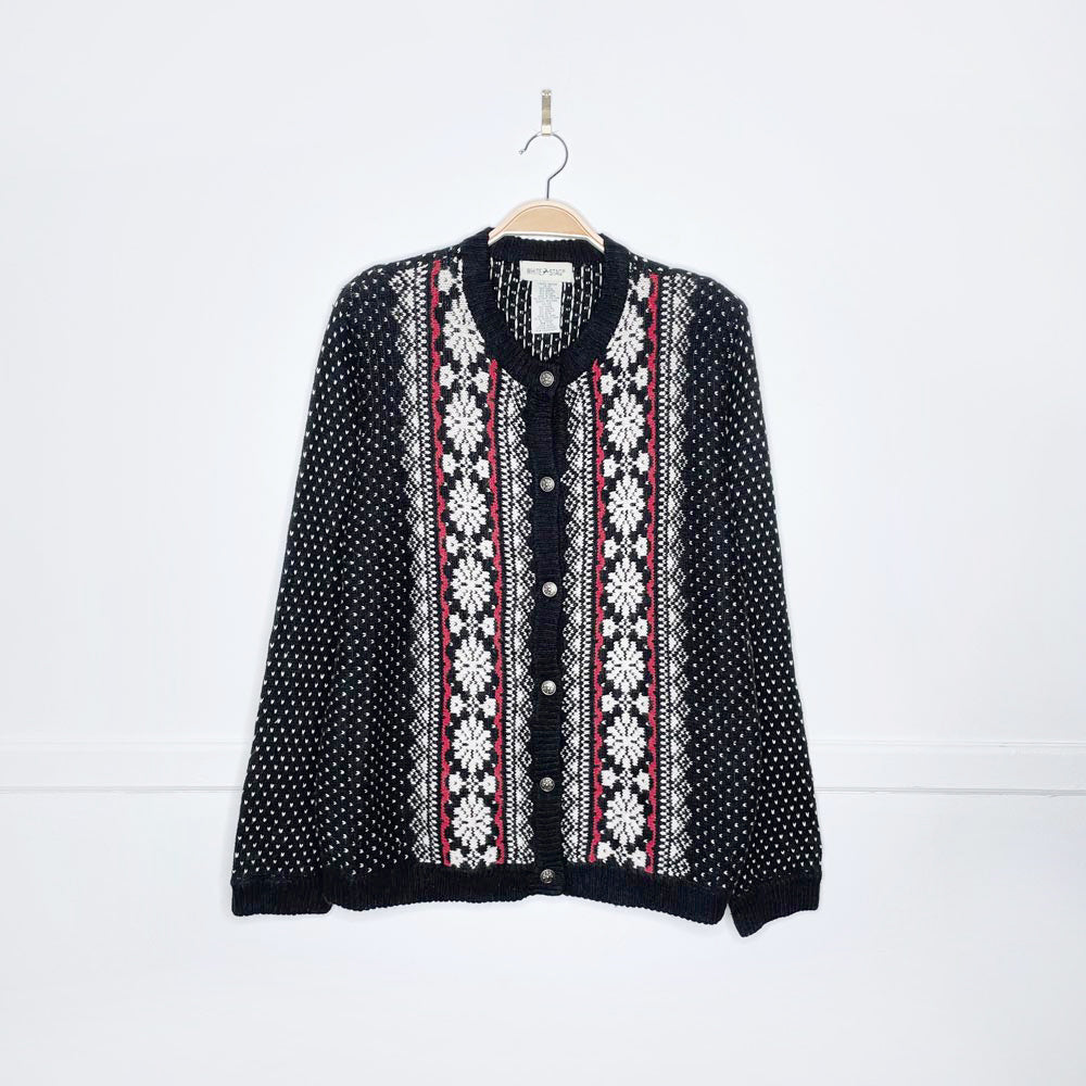 vintage white stag nordic angora snowflake cardigan
