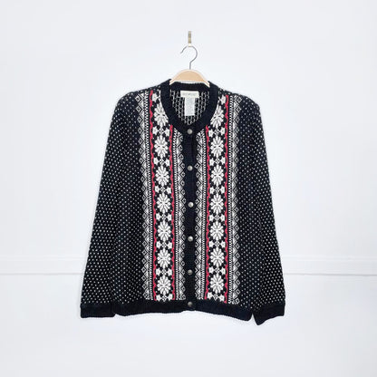 vintage white stag nordic angora snowflake cardigan