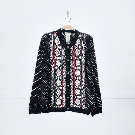 vintage white stag nordic angora snowflake cardigan