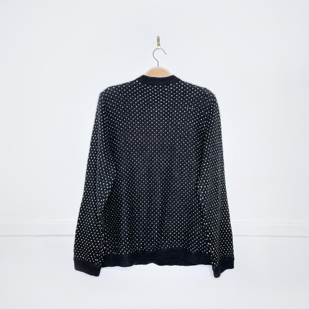 vintage white stag nordic angora snowflake cardigan