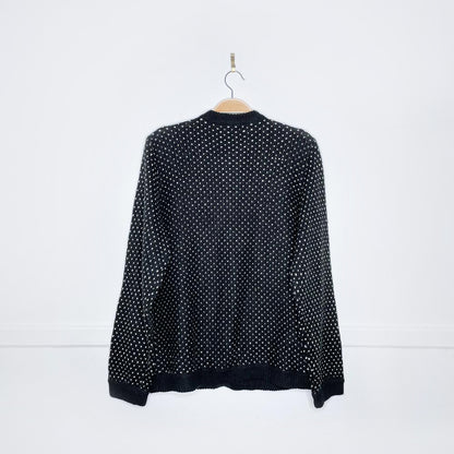 vintage white stag nordic angora snowflake cardigan