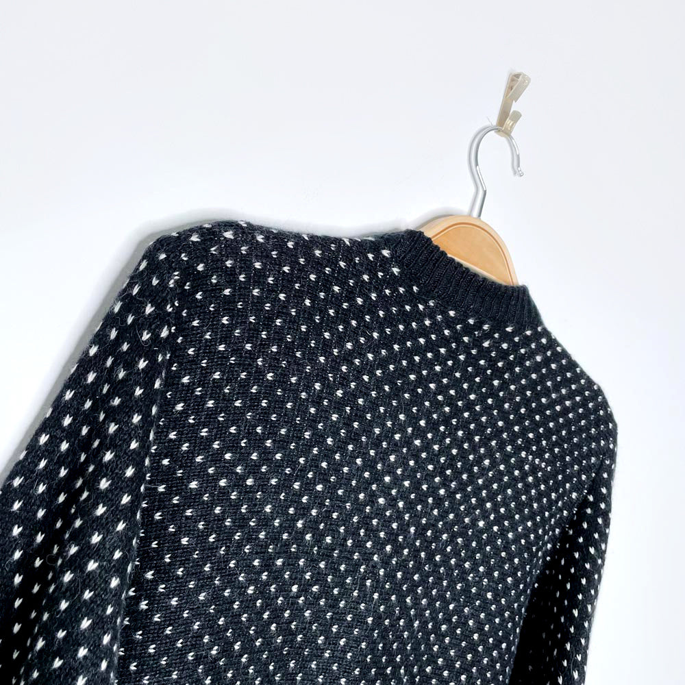 vintage white stag nordic angora snowflake cardigan