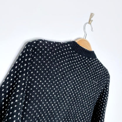 vintage white stag nordic angora snowflake cardigan