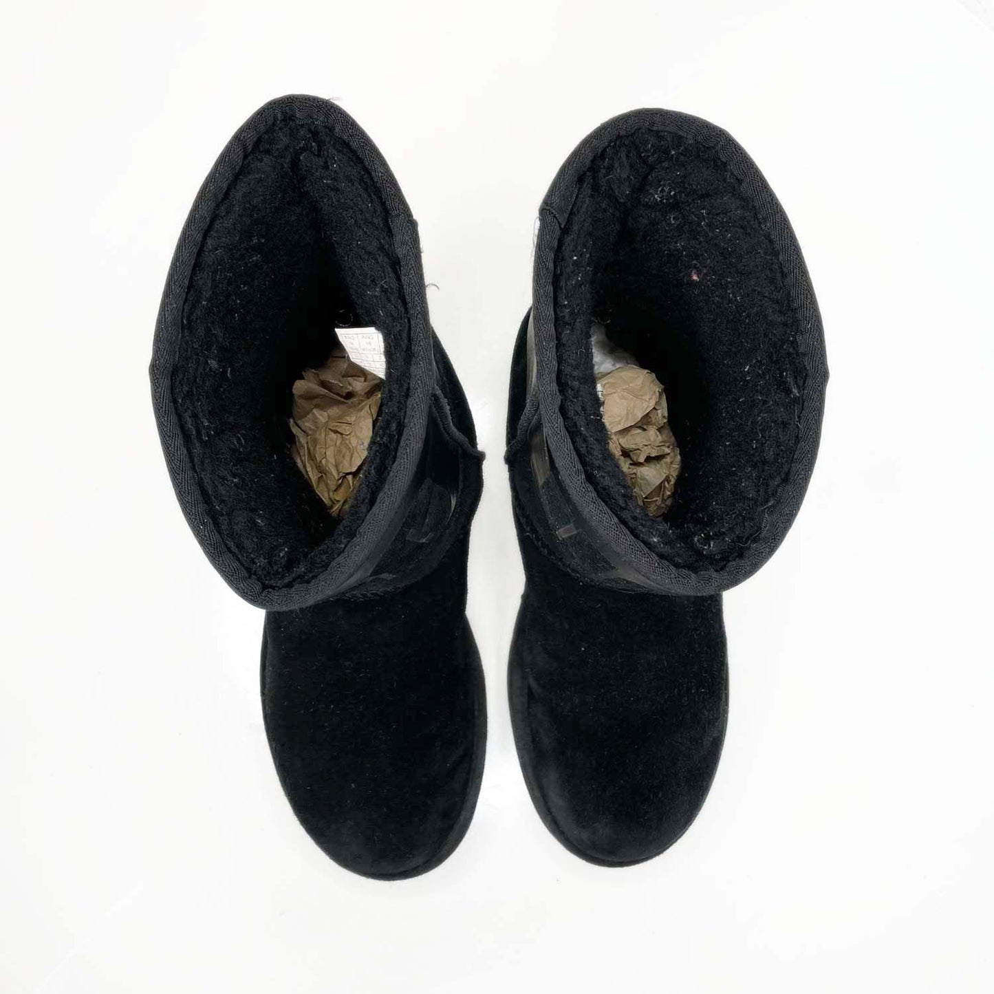 ugg classic short rubber logo sheepskin boot - size 10