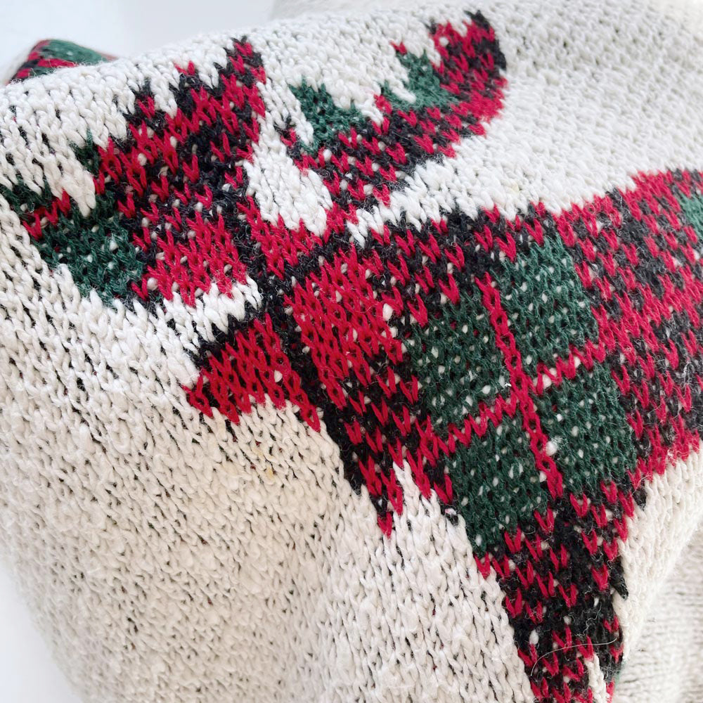 aspen plaid deer knit throw blanket