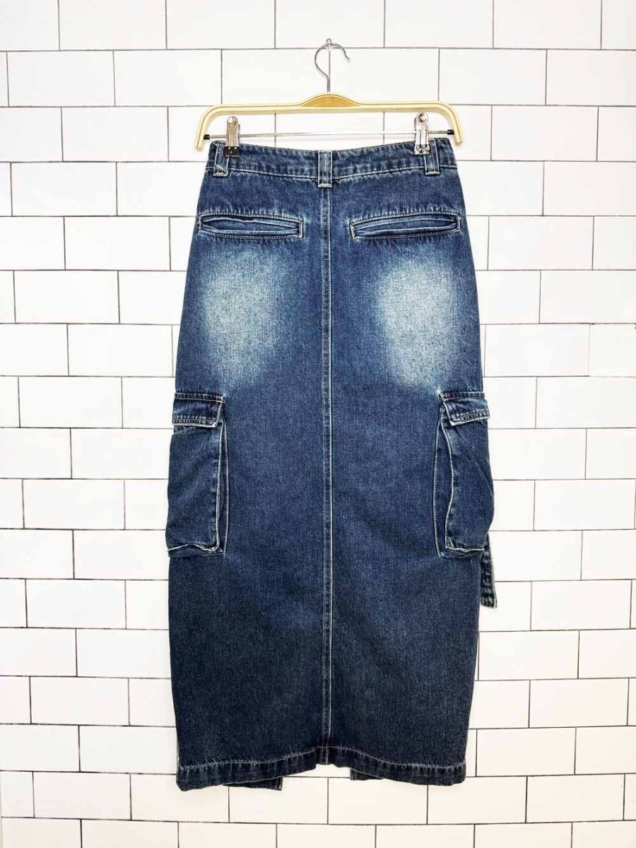 blondey cargo denim midi maxi skirt - good market thrift store