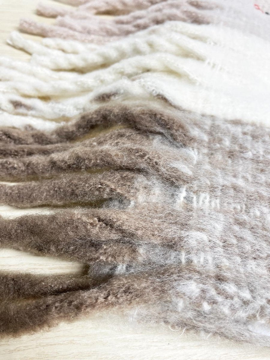 blondo fuzzy neutrals plaid scarf - good market thrift store