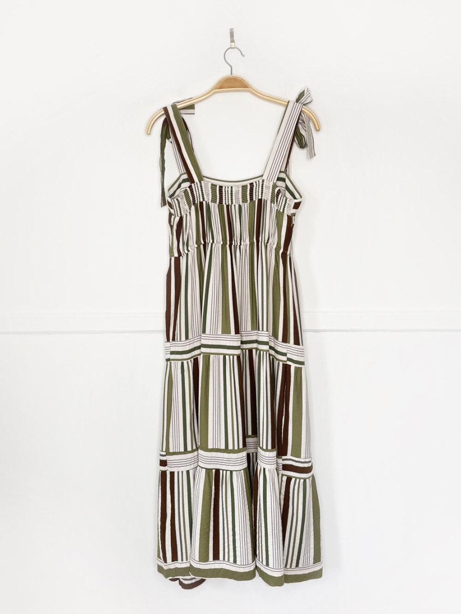 blu pepper tiered tie shoulder striped maxi dress - good market thrift store