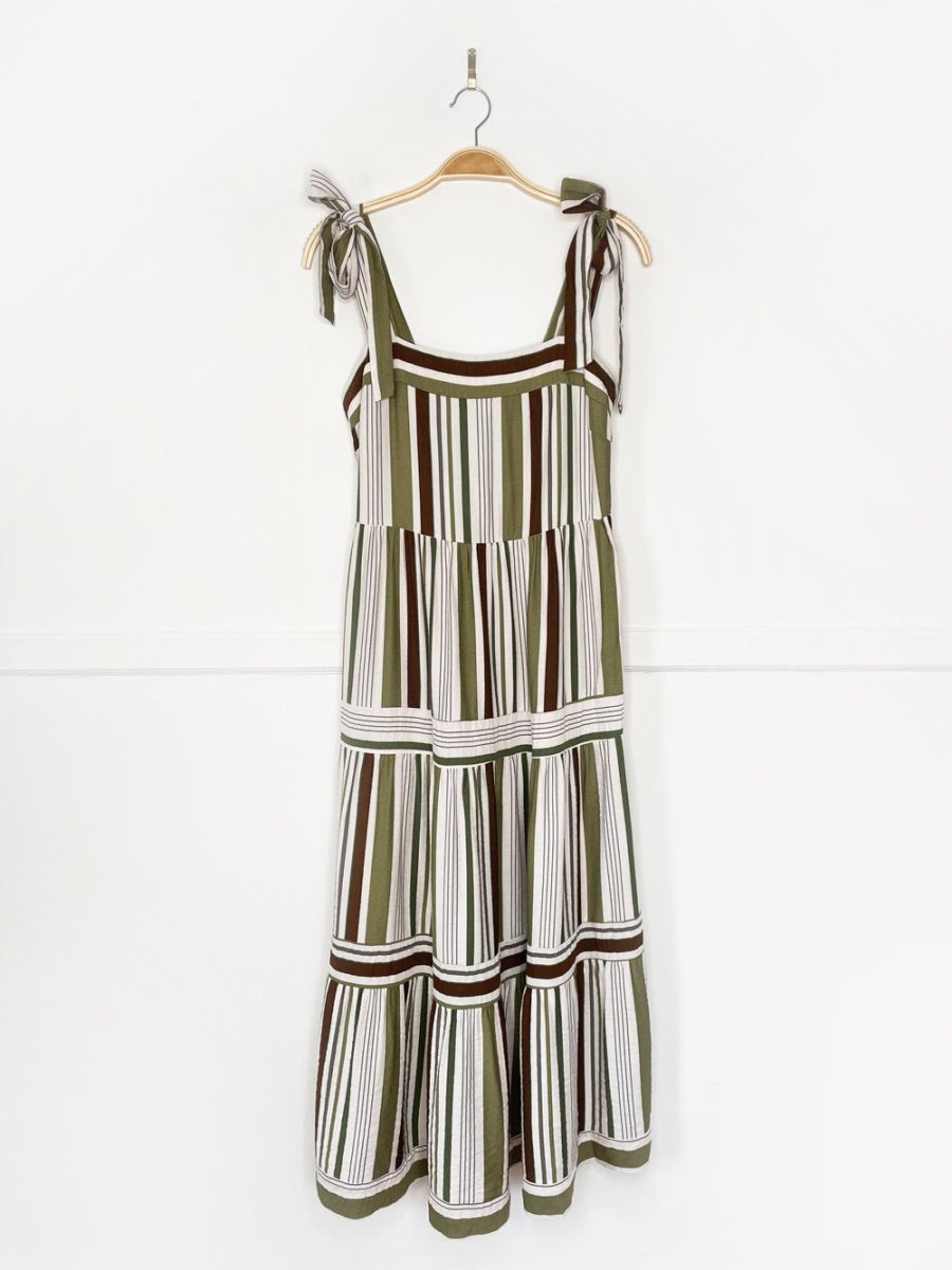 blu pepper tiered tie shoulder striped maxi dress - good market thrift store
