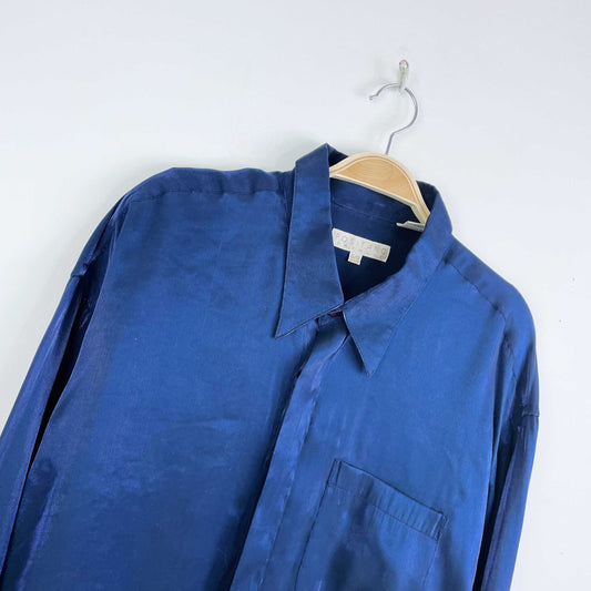vintage positano chemise blue metallic shirt