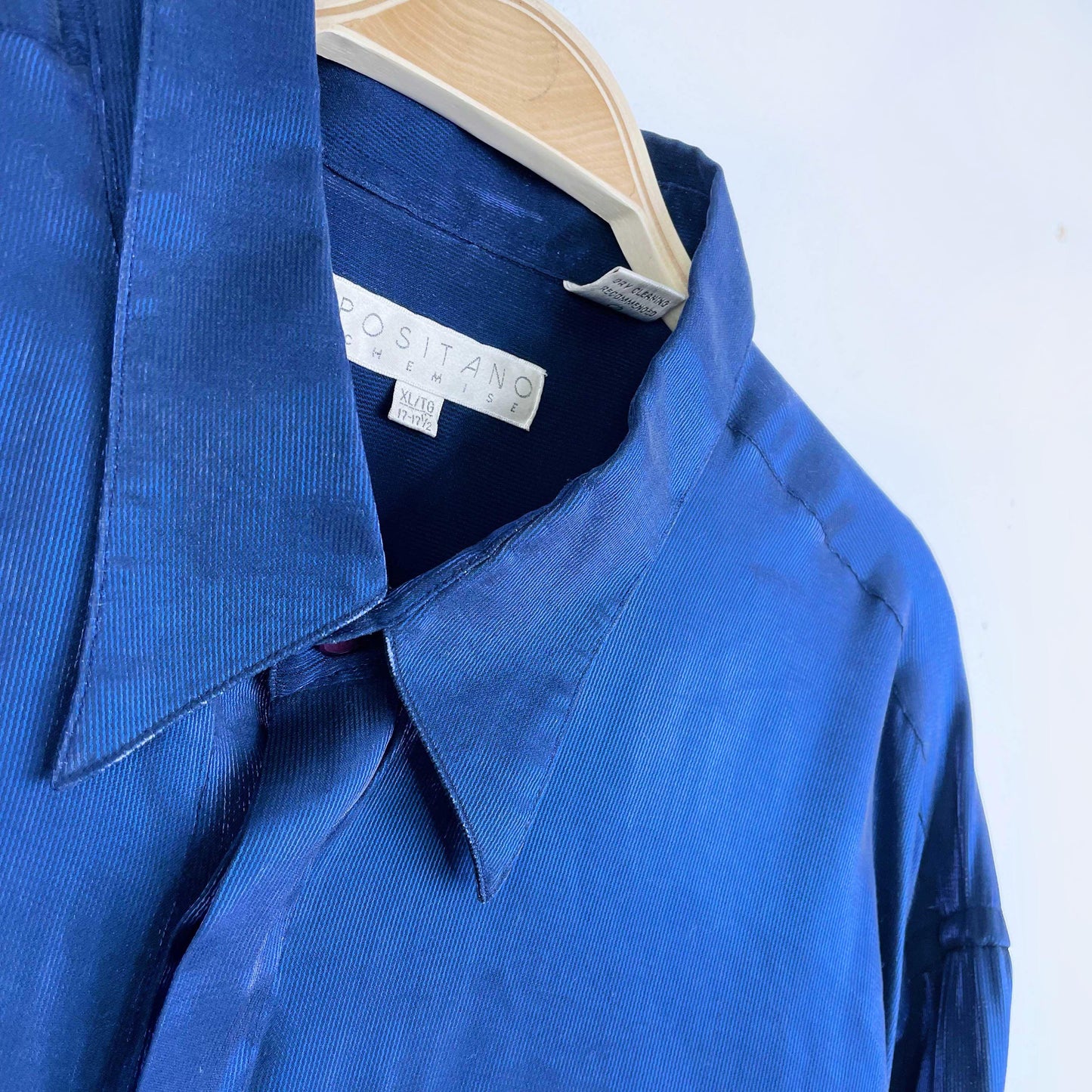 vintage positano chemise blue metallic shirt