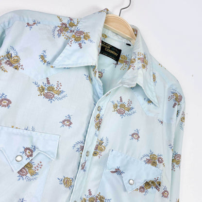 vintage high country western floral snap button shirt