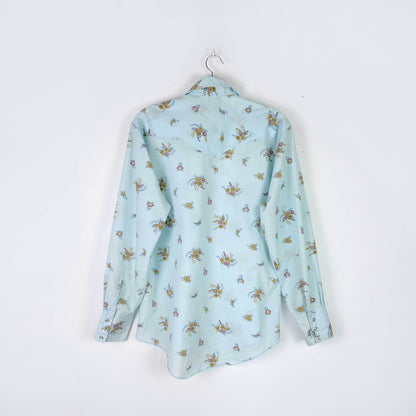 vintage high country western floral snap button shirt