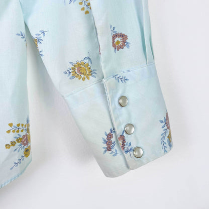 vintage high country western floral snap button shirt