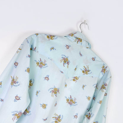 vintage high country western floral snap button shirt