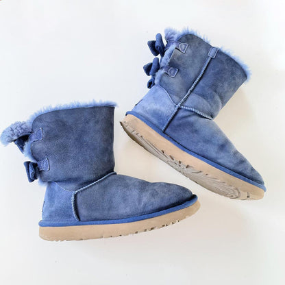 ugg bailey bow II blue sheepskin boot