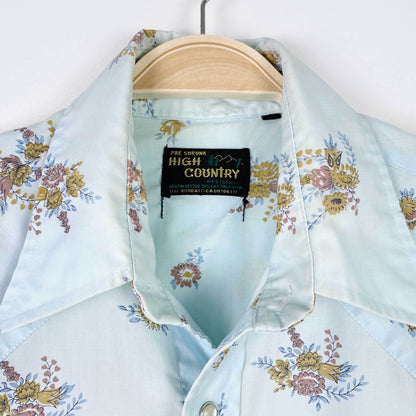 vintage high country western floral snap button shirt