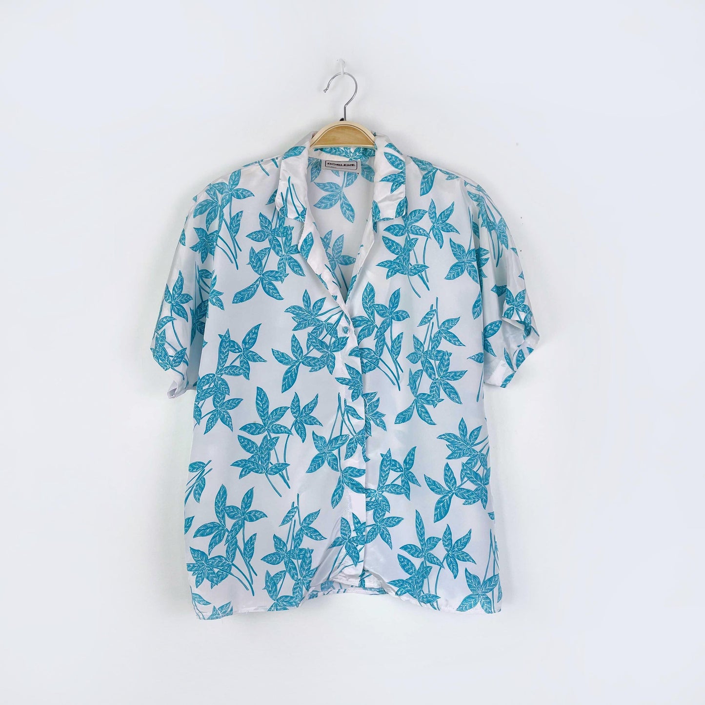 dorlene blue tropical leaf shirt