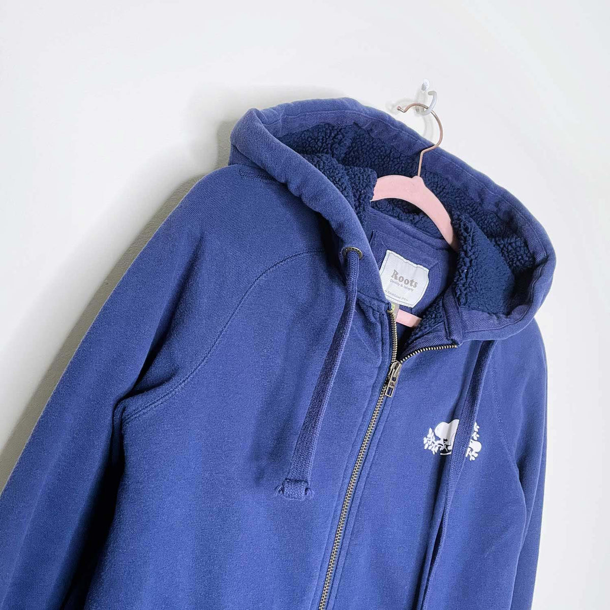roots sherpa lined full zip hoodie jacket - size xs