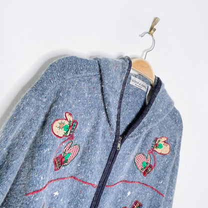 vintage victoria jones angora holiday knit full zip hoodie