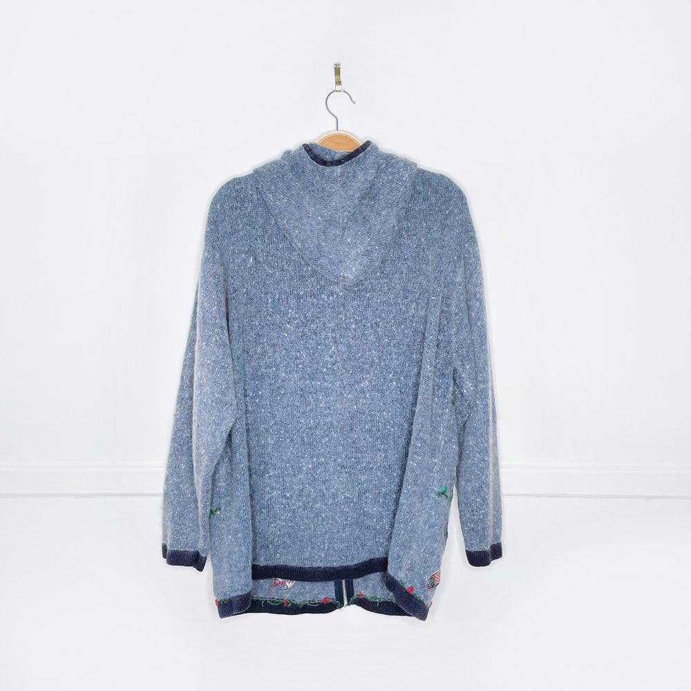 vintage victoria jones angora holiday knit full zip hoodie