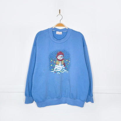 vintage 00s carroll reed snowman graphic crew