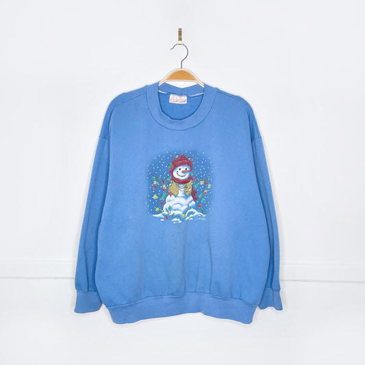 vintage 00s carroll reed snowman graphic crew