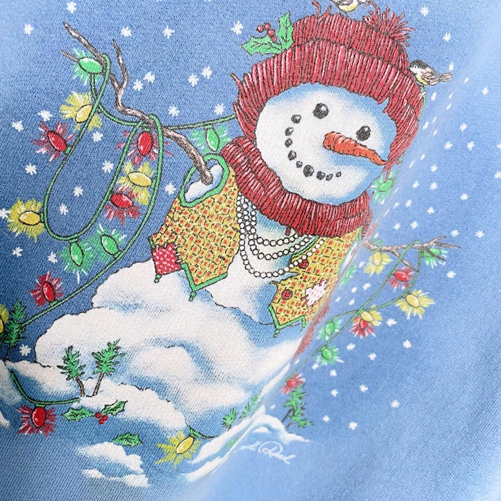 vintage 00s carroll reed snowman graphic crew