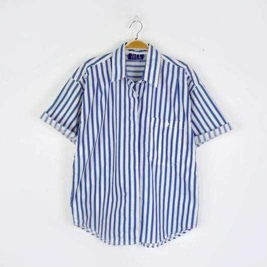vintage HER pleat shoulder striped shirt