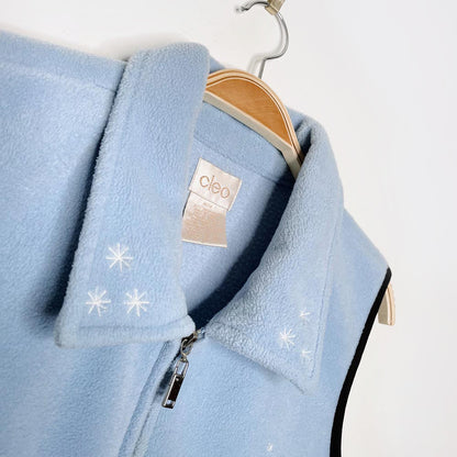vintage cleo santa scene fleece holiday vest