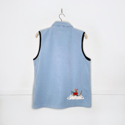 vintage cleo santa scene fleece holiday vest