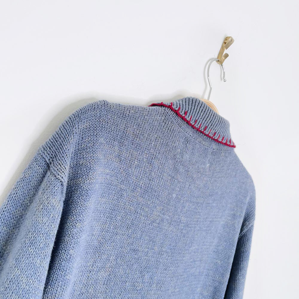 vintage episcia carolling snowmen knit cardigan