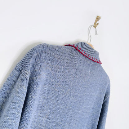 vintage episcia carolling snowmen knit cardigan