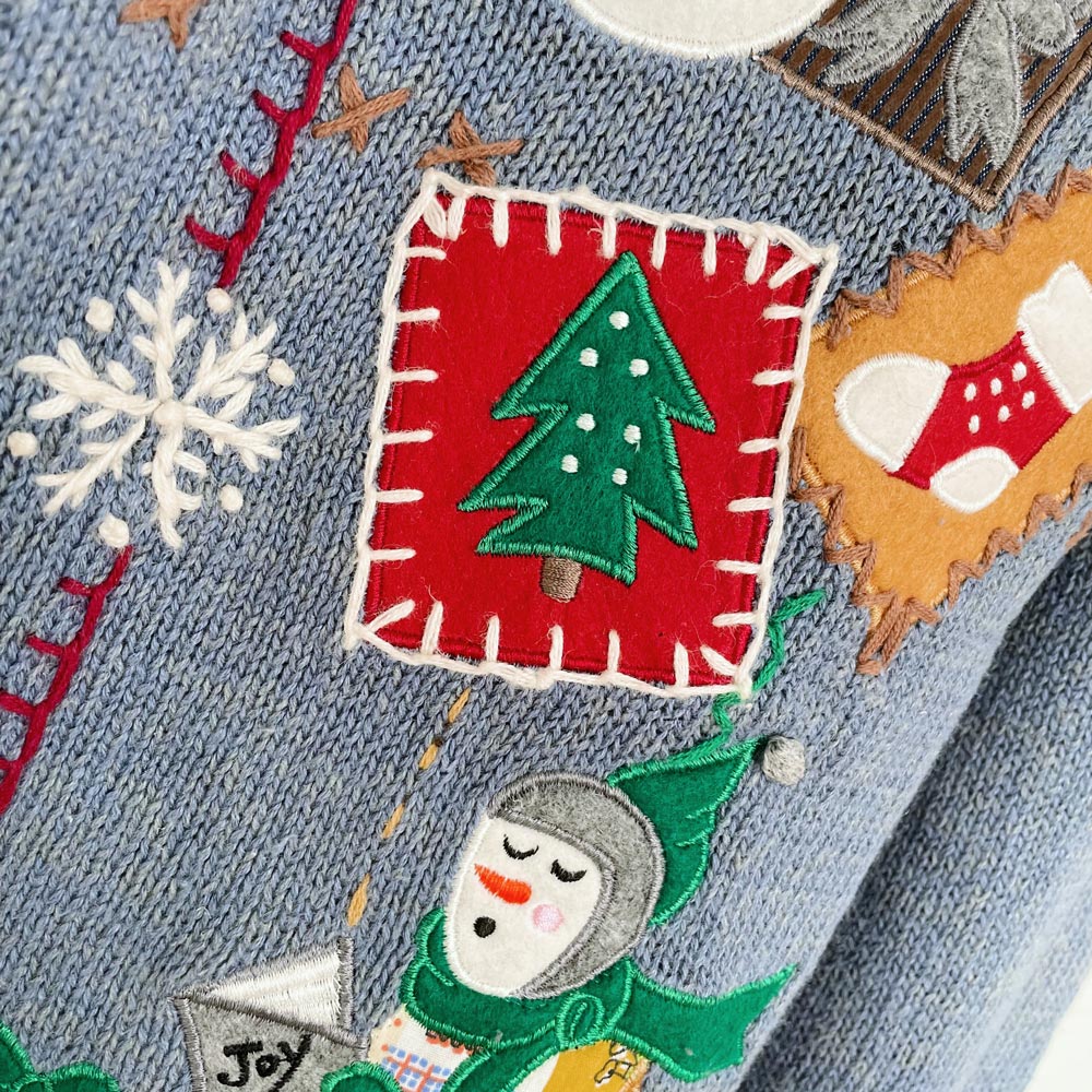 vintage episcia carolling snowmen knit cardigan