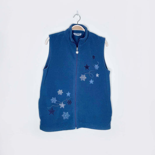 vintage country collection snowflake fleece vest - size medium
